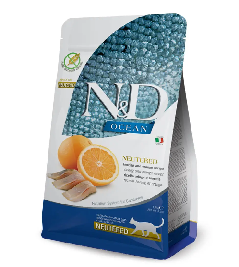 ND Ocean Neutered Tahılsız Balık Portakal Kısırlaştırılmış Kedi Maması 1,5 Kg