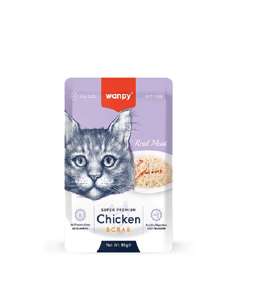 Wanpy Super Premium Pouch Tavuklu ve Yengeçli Yaş Kedi Maması 85 Gr