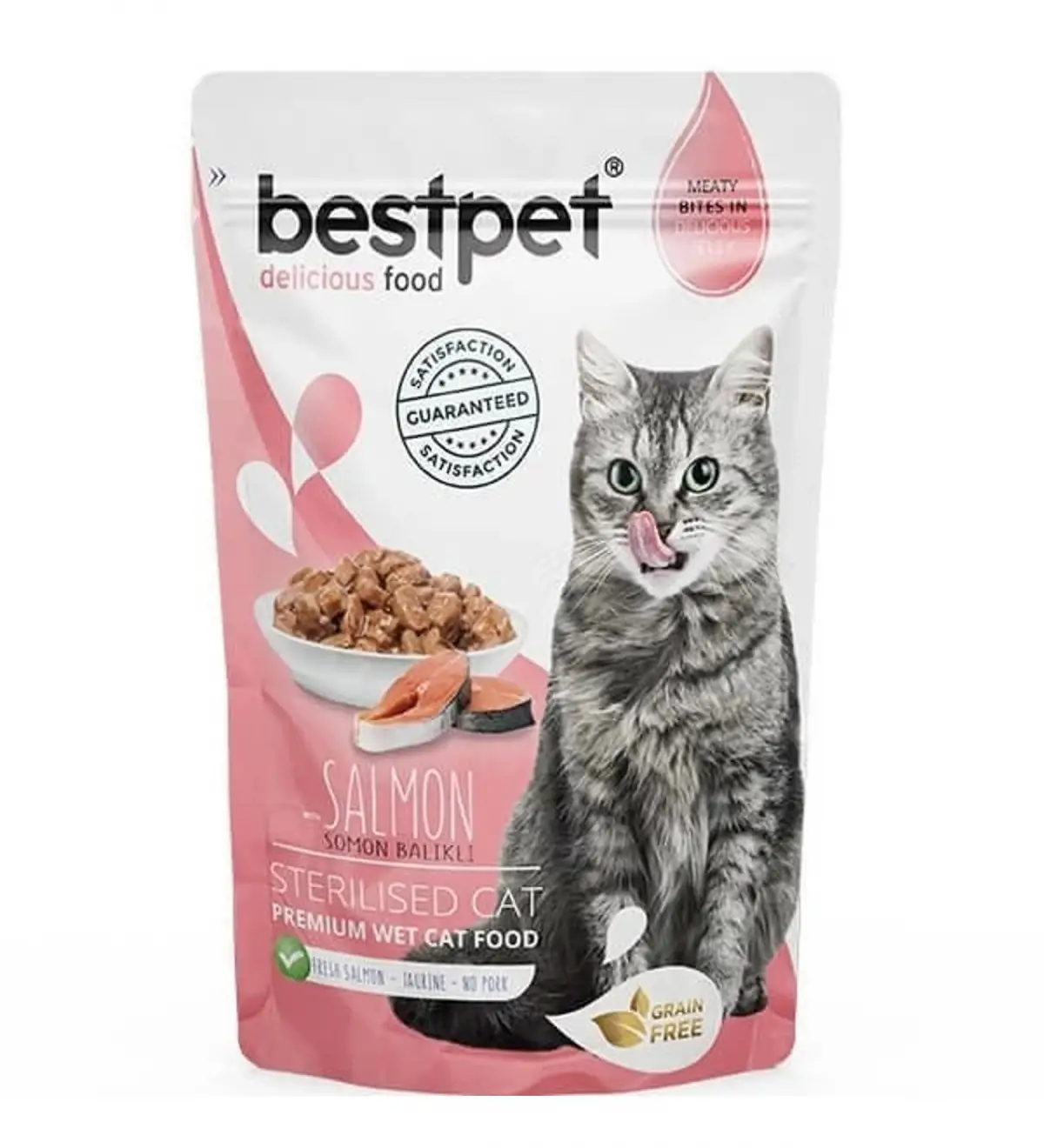 Bestpet Pouch Jelly Sterilised Somon Balıklı Kısırlaştırılmış Kedi Yaş Maması 85 Gr
