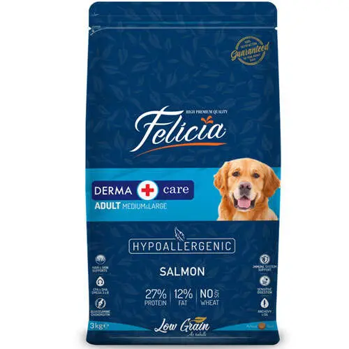 Felicia Hypoallergenic Düşük Tahıllı Somonlu Yetişkin Köpek Maması 3 Kg