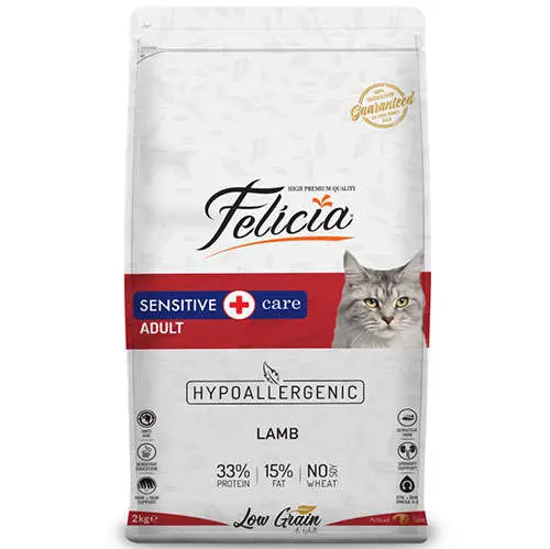 Felicia Hypoallergenic Düşük Tahıllı Yetişkin Kuzu Etli Kedi Maması 2 Kg 