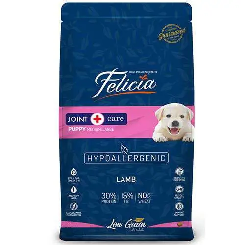 Felicia Hypoallergenic Puppy Düşük Tahıllı Kuzu Etli Büyük Irk Yavru Köpek Maması 3 Kg