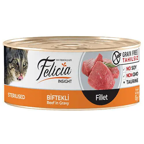 Felicia Insight Sterilised Biftek Etli Fileto Tahılsız Kısırlaştırılmış Kedi Konservesi 85 Gr