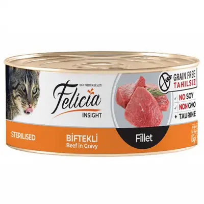 Felicia Insight Sterilised Biftek Etli Fileto Tahılsız Kısırlaştırılmış Kedi Konservesi 85 Gr