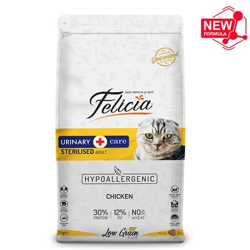 Felicia Hypoallergenic Sterilised Düşük Tahıl Kısırlaştırılmış Tavuk Kedi Maması 12 Kg 