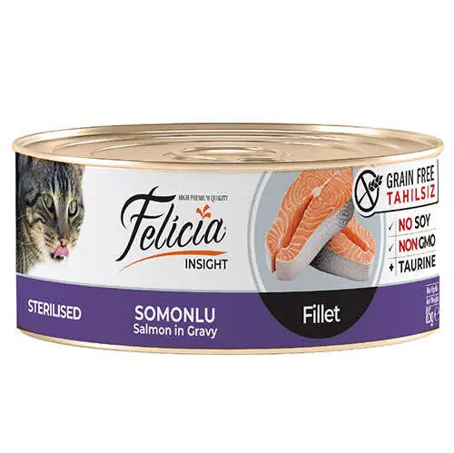 Felicia Insight Sterilised Somonlu Fileto Tahılsız Kısırlaştırılmış Kedi Konservesi 85 Gr