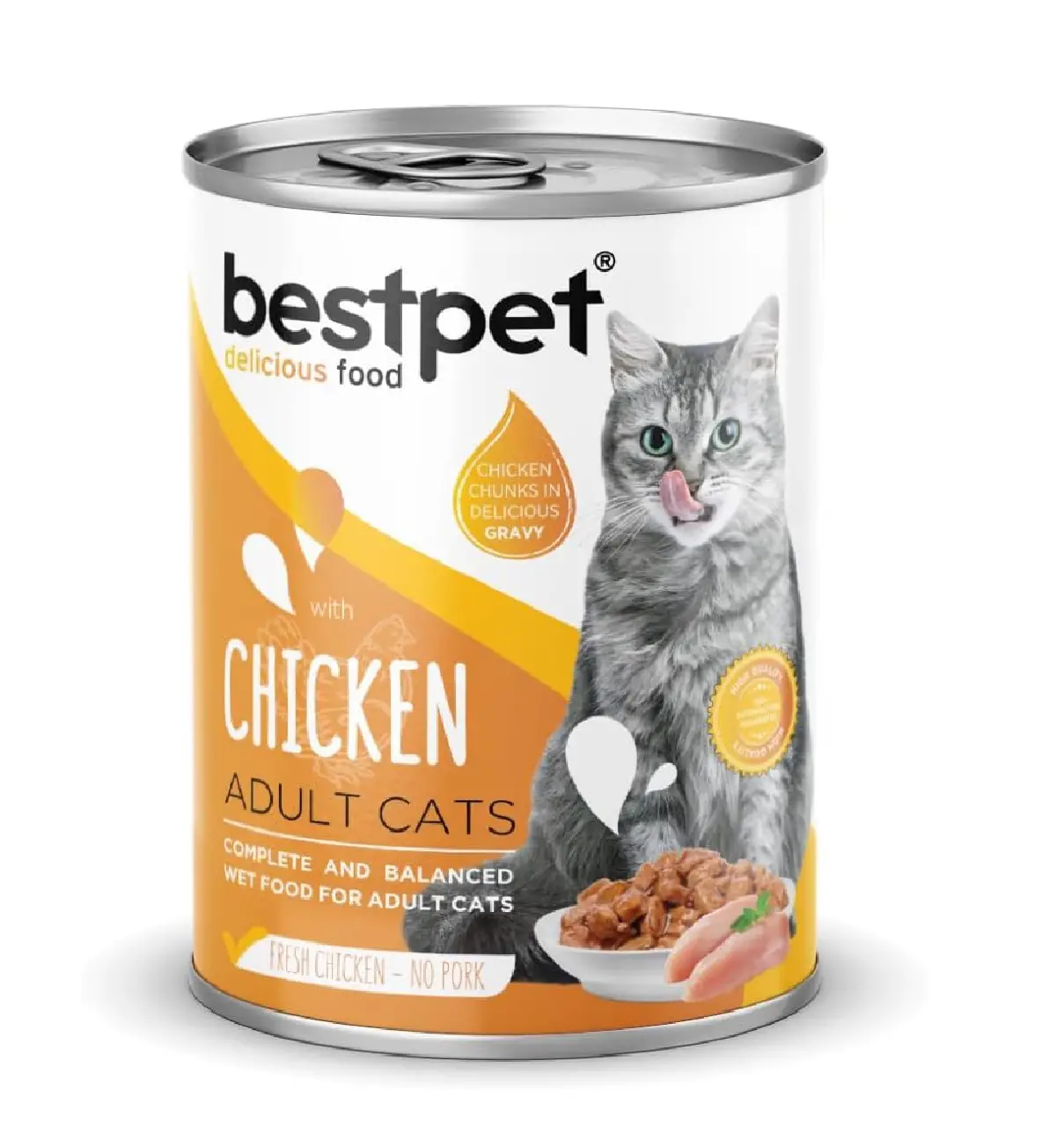 Bestpet Konserve Yaş Kedi Maması, Soslu ve Parça Tavuk Etli, Yetişkin 