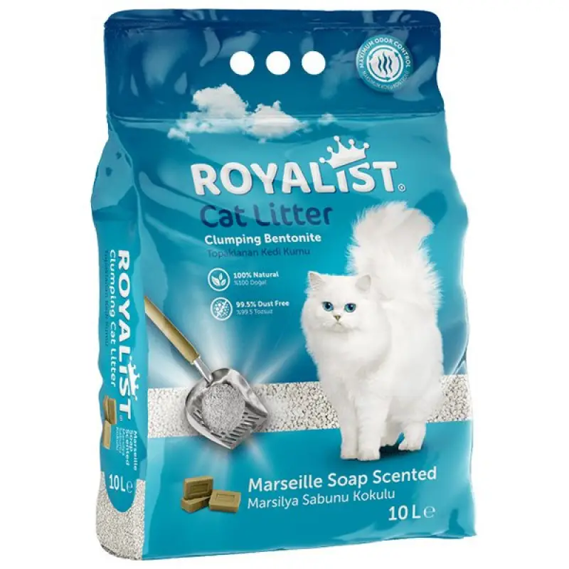Royalist 10 Lt Süper Topaklanan Marsilya Sabun Kokulu Bentonit Doğal Kedi Kumu | Doğal Kedi Kumu
