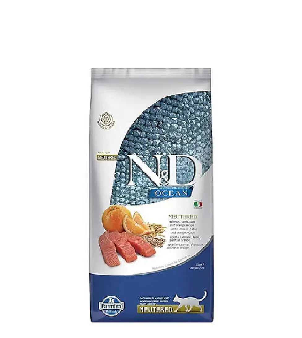 ND Düşük Tahıllı Somon Portakal Kısırlaştırılmış Kedi Maması 10 Kg