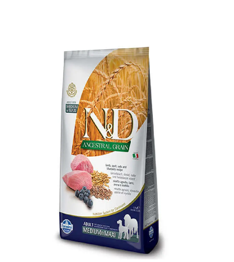 ND Düşük Tahıl Orta ve Büyük Irk Kuzu Yaban Mersini Köpek Maması 12 Kg